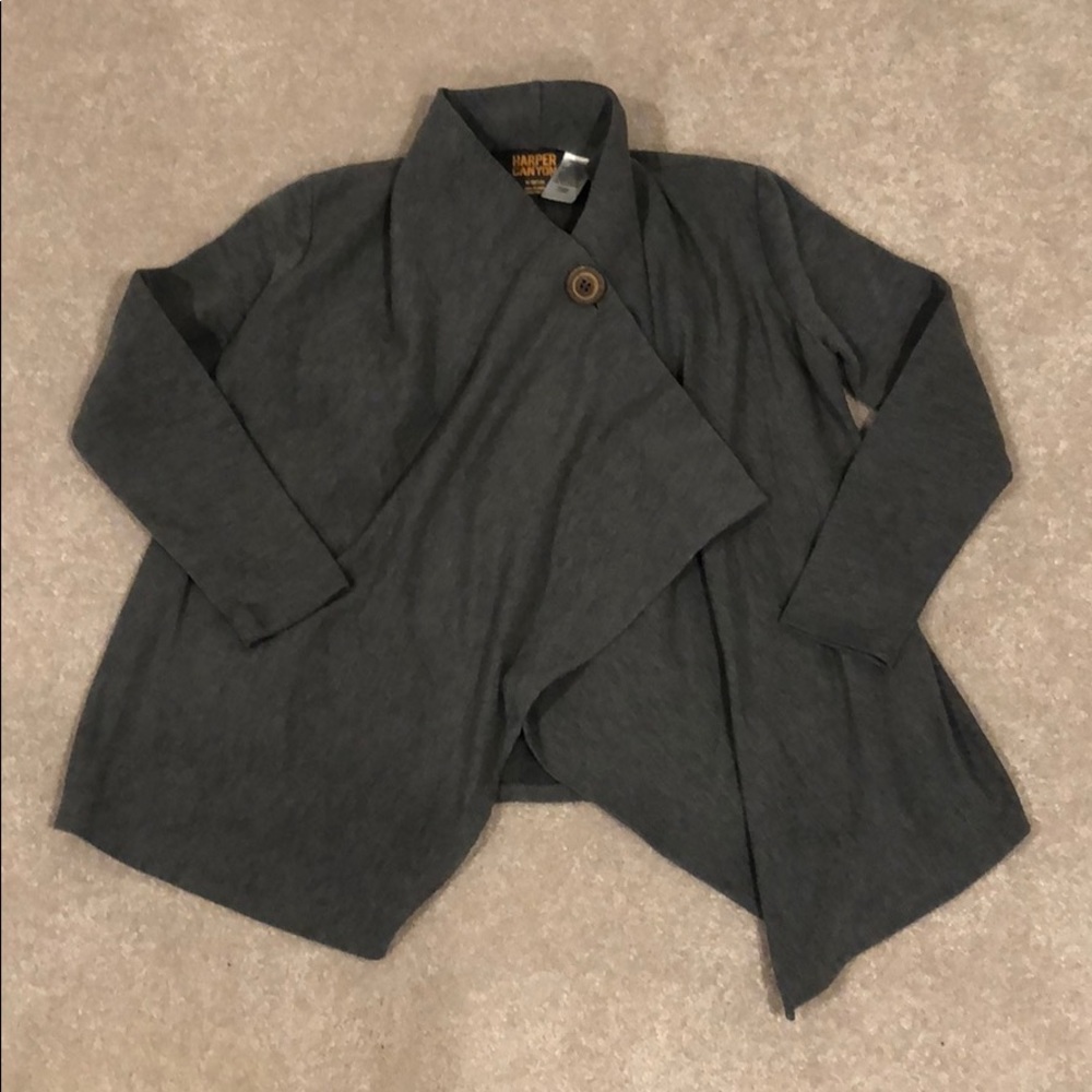 Harper Canyon Gray Drape Cardigan Girls M 8/10